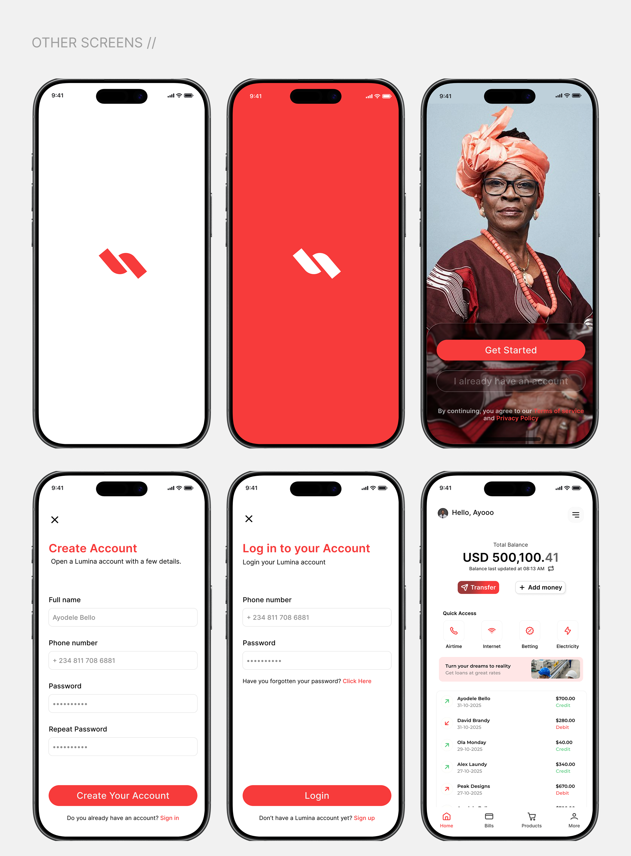 Lumina onboarding screen